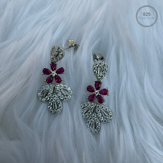 Pink Leaf Trio Earrings