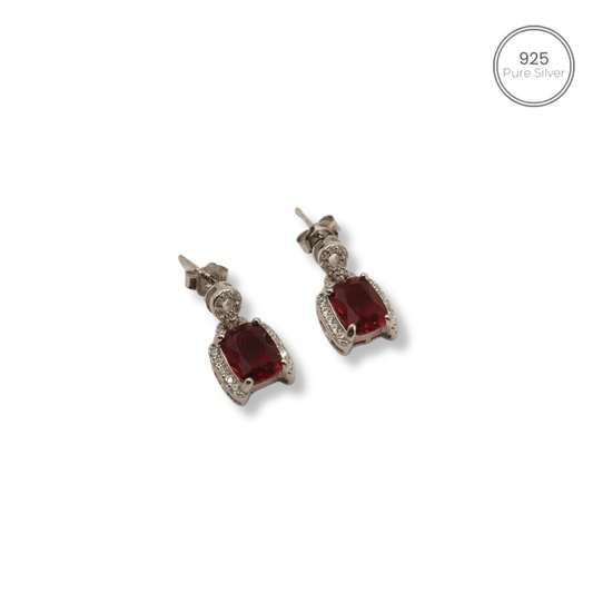 Elegant 925 Silver Earrings with Pink Gemstone