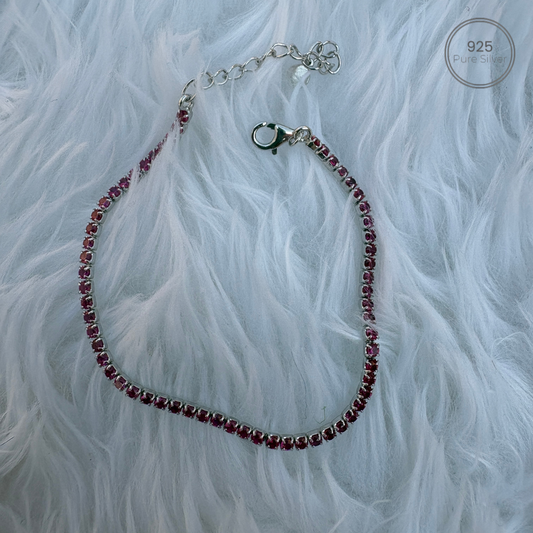 Pink Aura Silver Bracelet