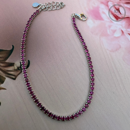 Pink Aura Silver Bracelet