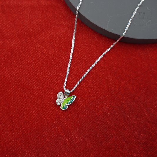 Elegant 925 Silvori Butterfly Luna Wings Chain Pendant