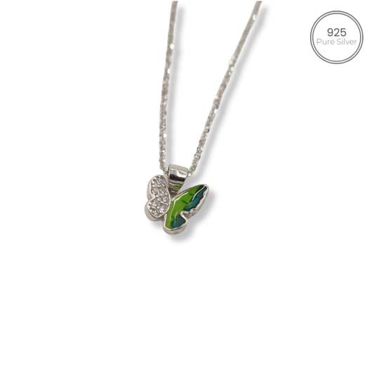 Elegant 925 Silvori Butterfly Luna Wings Chain Pendant