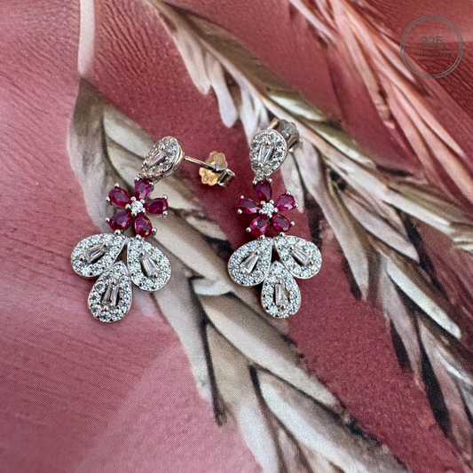 Pink Leaf Trio Earrings