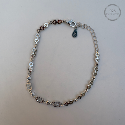 Diamond Square Hearts Bracelet