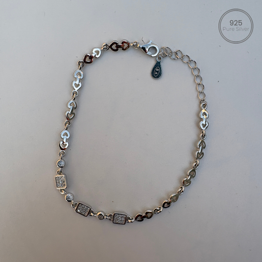 Diamond Square Hearts Bracelet