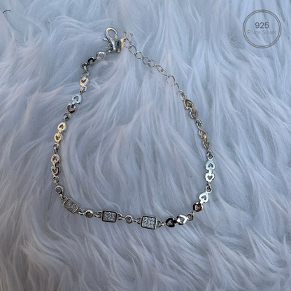 Diamond Square Hearts Bracelet