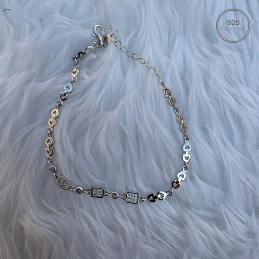 Diamond Square Hearts Bracelet