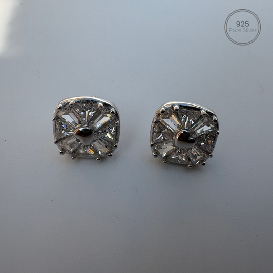 HeartSquare Silver Earrings