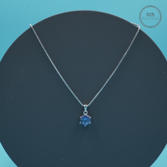 Silver Blue Dimond Chain Pendant