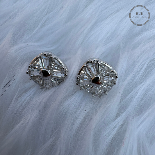 HeartSquare Silver Earrings